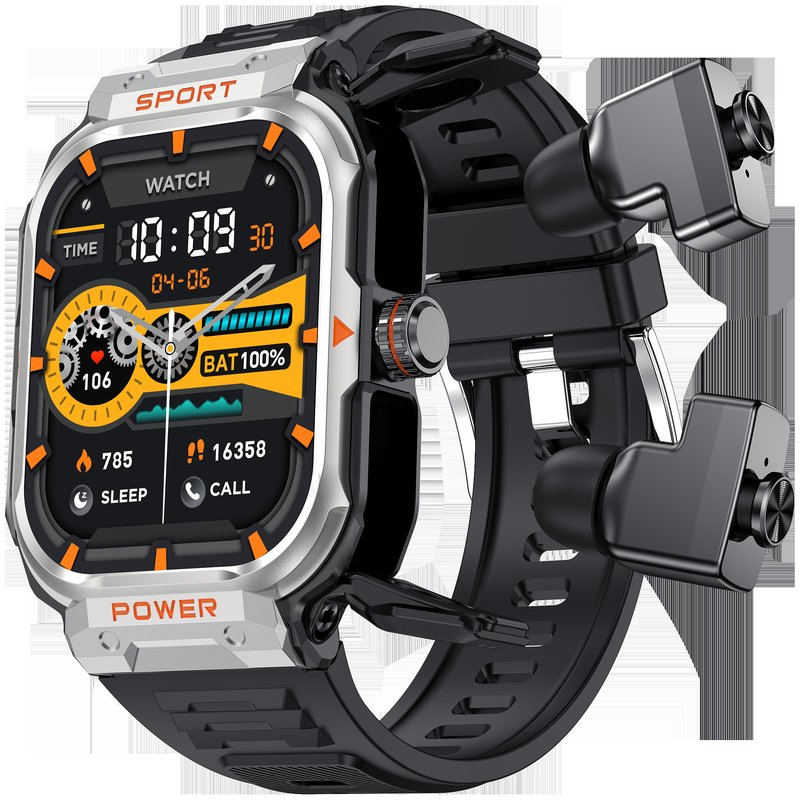 High Quality 2 in 1 Smartwatch with Built-in Earphones 2.01 Inch Screen Multi Sport Modes Health Tracker Smart Watch with Headset