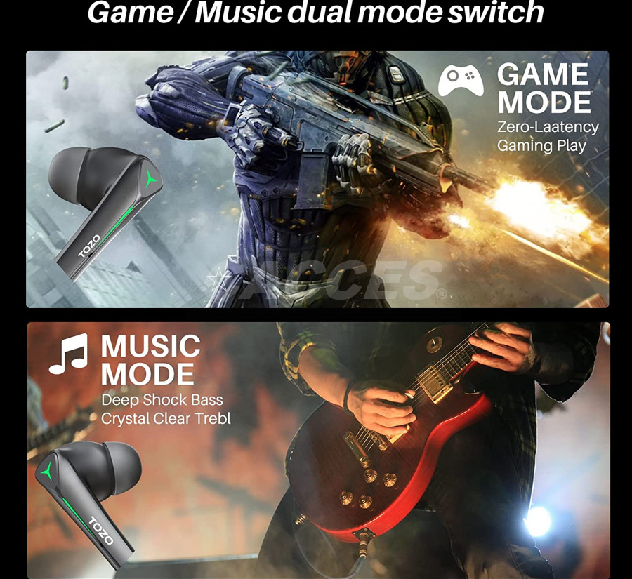 Gaming Earbuds Bt5.2 Game Earbuds W/ Microphone in-Ear Gaming Headphone 50ms Low Latency Auto Pairing Touch Control Cool Light Tws for Ios Android Gammers Ipx6