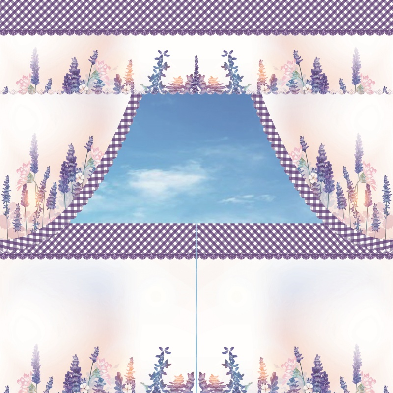 Waterproof Custom Various Design 3D Digital Printed Lavender Kitchen Curtains