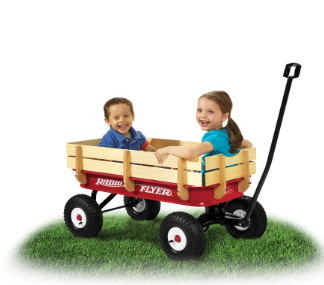 Four Wheel Wooden Wagon Tool Cart for 1-2 Years Baby