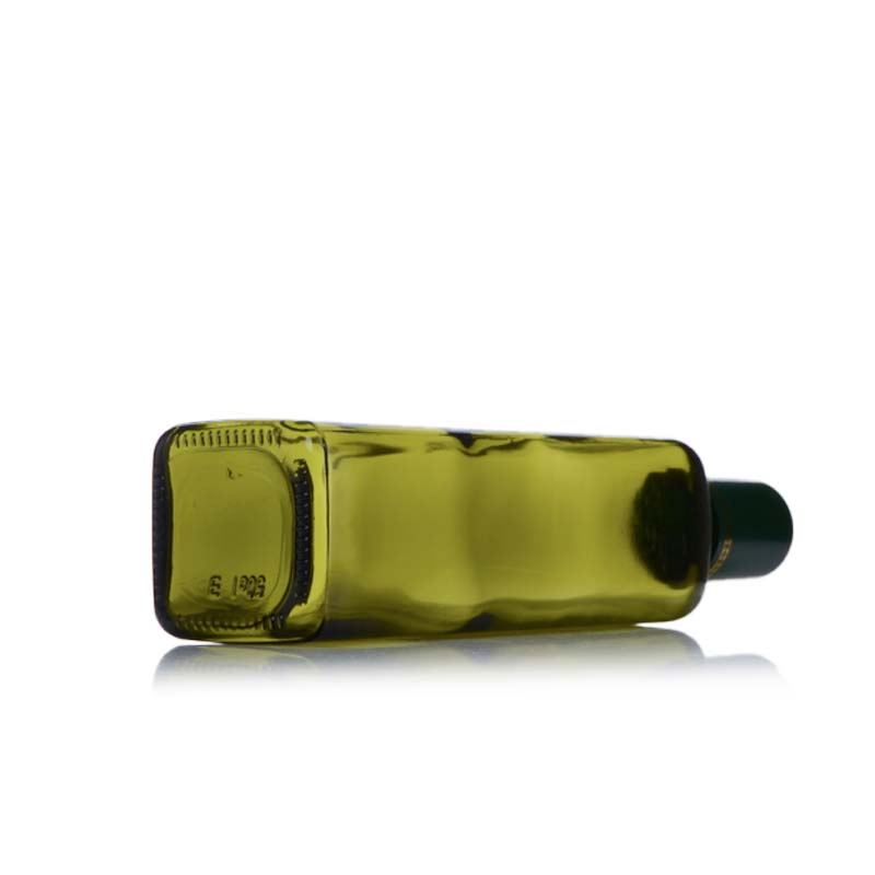 Square Dark Green Empty Glass Sesame Oil Bottle Cooking Oil Bottle with Aluminum Cap