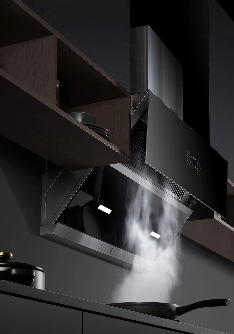 Stainless Steel Curved Glass Kitchen Range Hood with High Suction