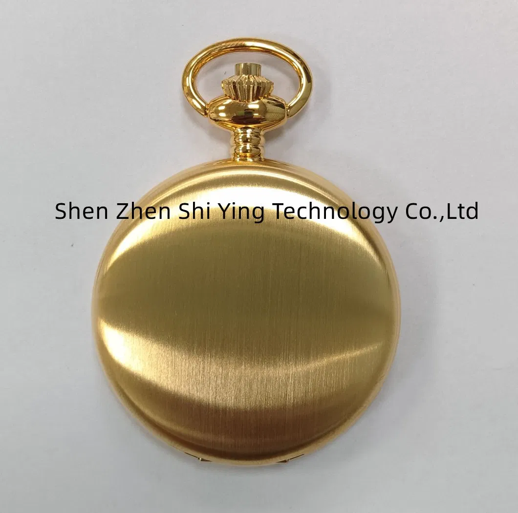 Custom Gold Plated Skeleton Mechanical Pocket Watch