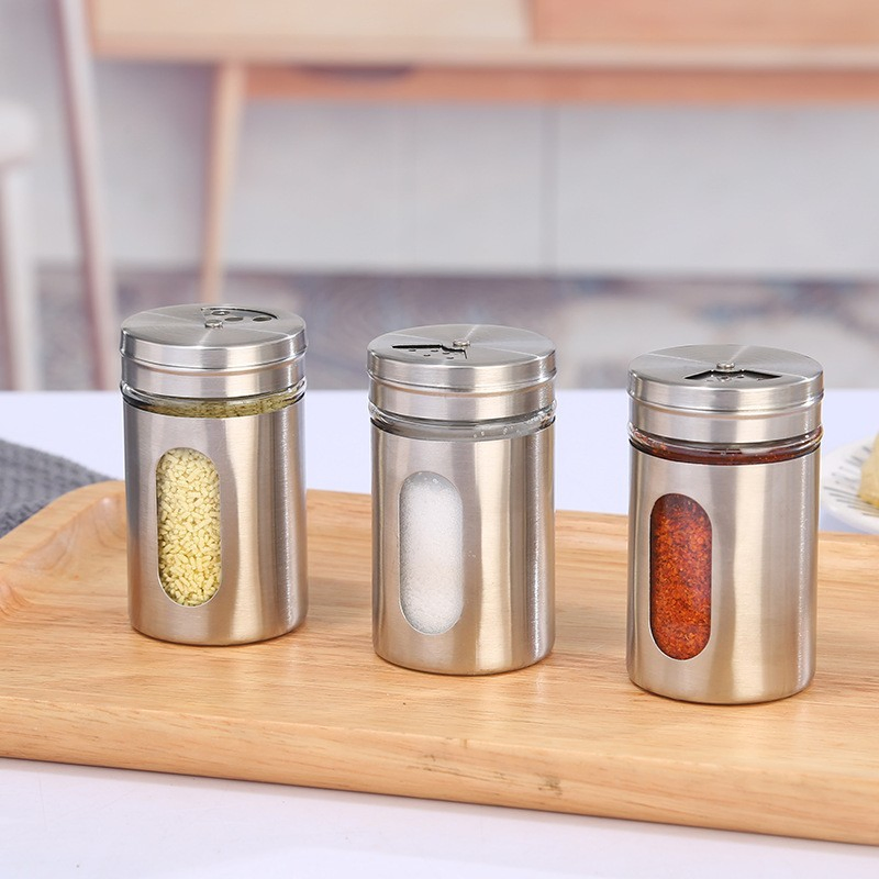 Hot Sale Glass Stainless Steel 80ml Sprinkle Bottle Seasoning Jar Storage Jar
