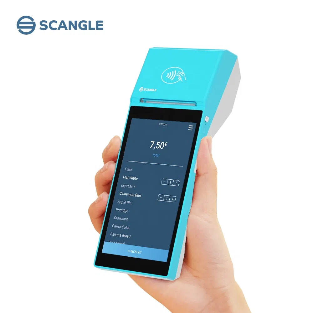 Scangle Cheap Portable Android Handheld POS Terminal /Mini POS Systems with 58mm Thermal Printer