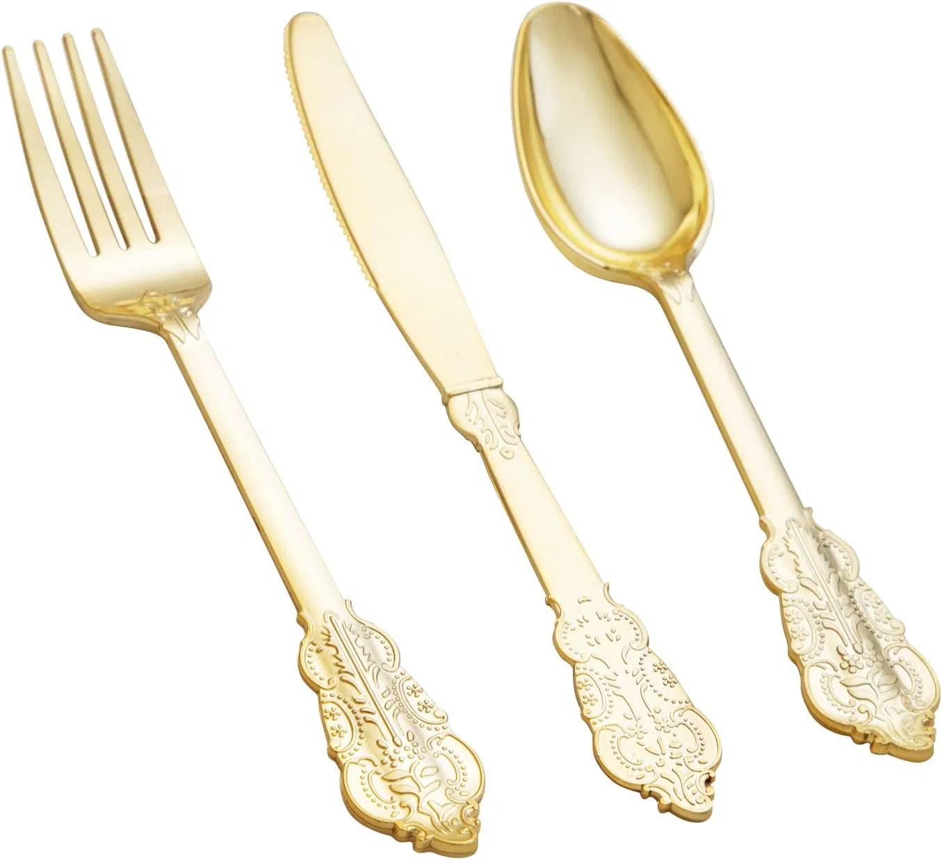 Gold Silverware Plastic Cutlery Forks Spoons Knives for Party&Wedding