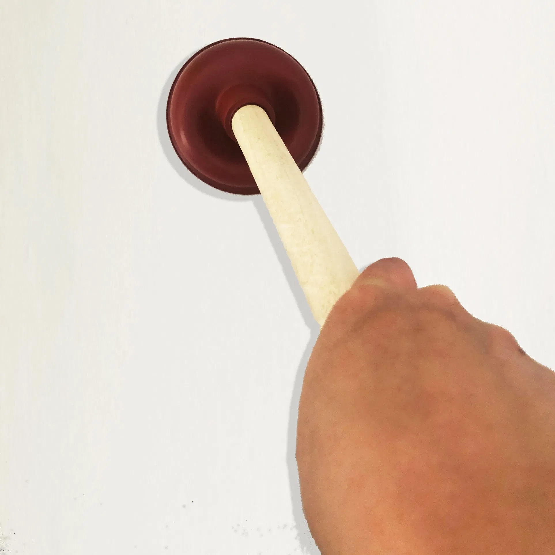 Toilet Plunger with a Long Wooden Handle to Fix Clogged Toilets and Drains