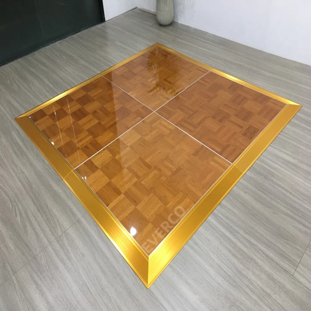 3FT/4FT Wear-Resistant High Gloss Modular Teak Wooden Portable Mobile Dance Floor for Wedding Events Flooring