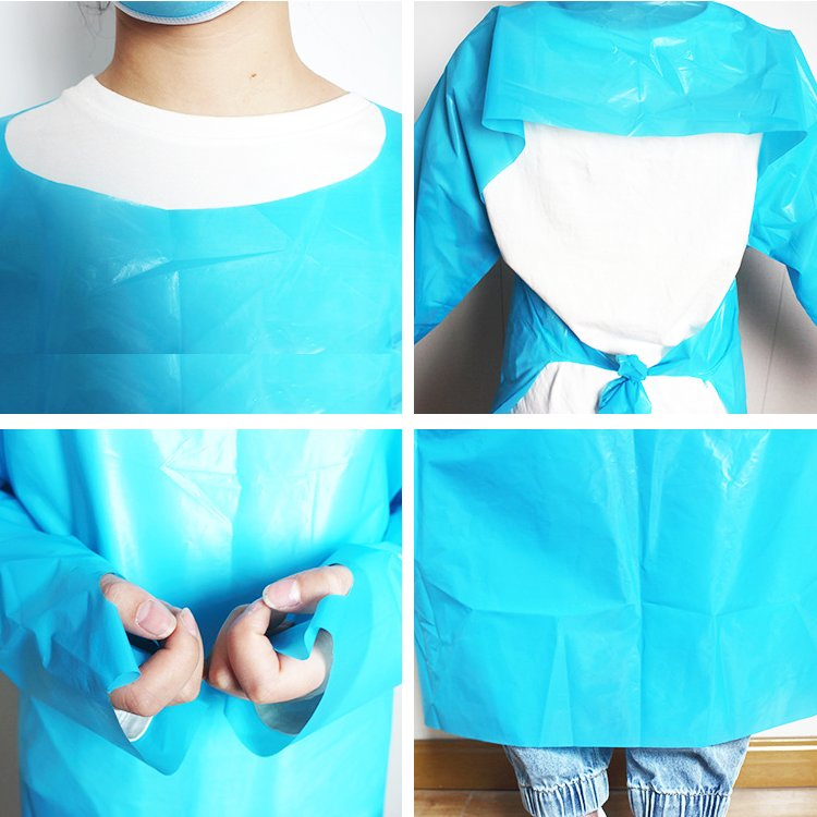 Disposable 45g CPE Plastic Waterproof Apron Gown with Sleeves