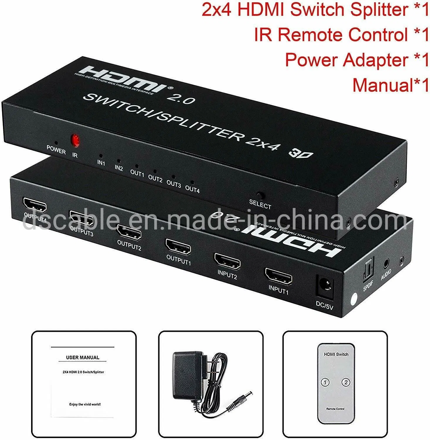 Матричный коммутатор HDMI 2x4 4K 3D
