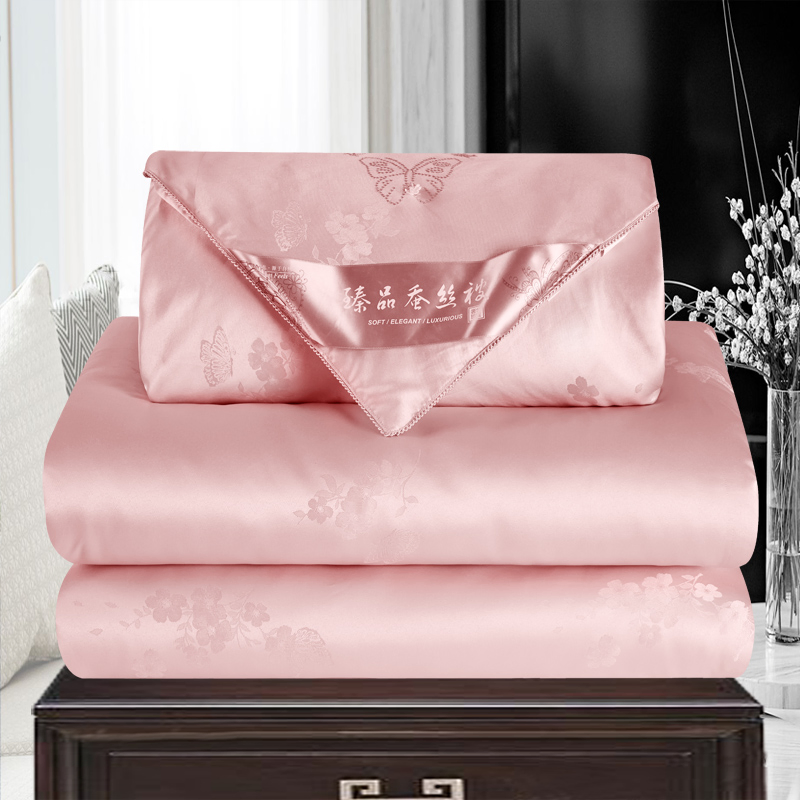 Bedding Set China Supplier Satin Jacquard Duvet Cover 100% Mulberry Silk Filling Solid Color Silkworm Comforter
