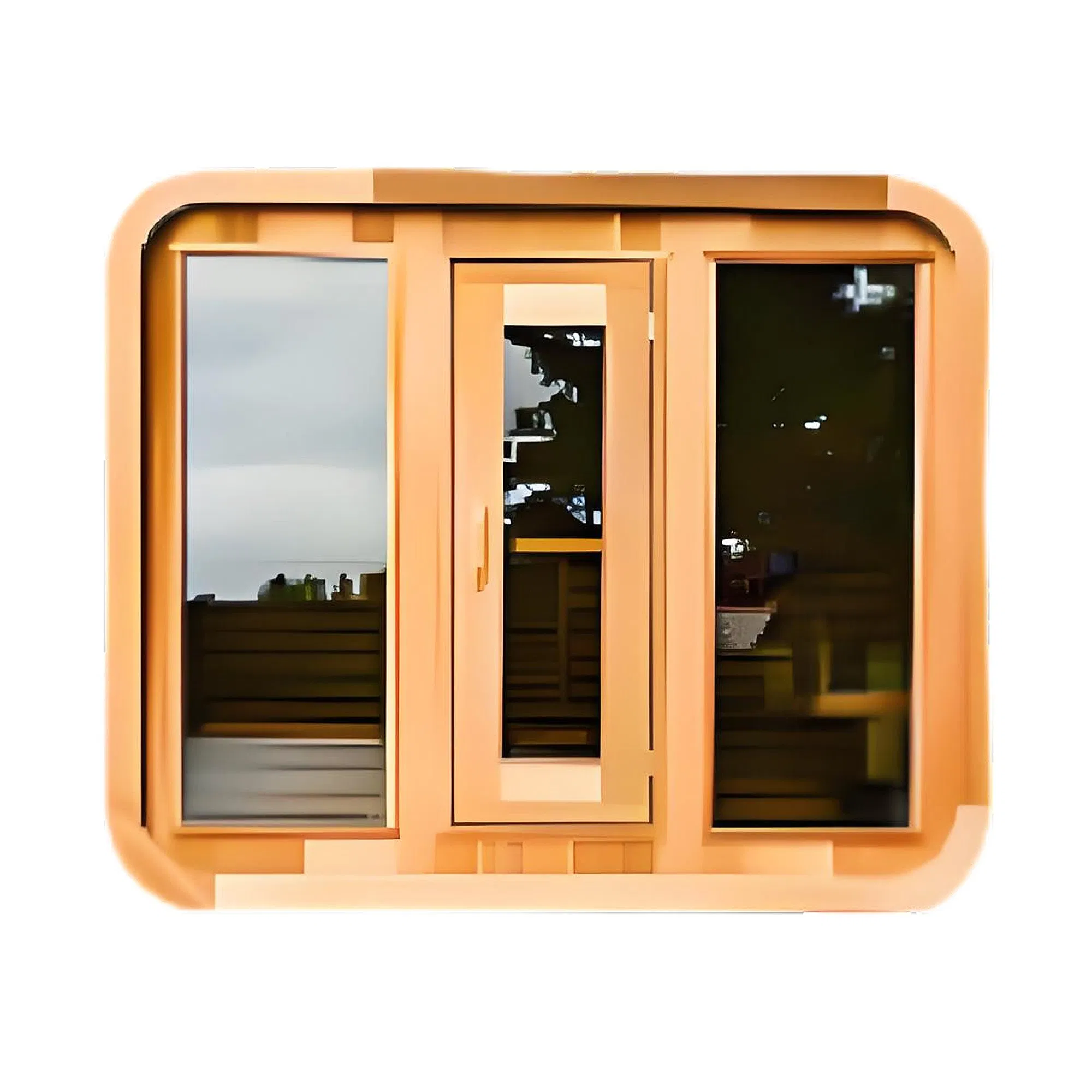 Outdoor Cubic Sauna Room for 3 Person with Glass Door