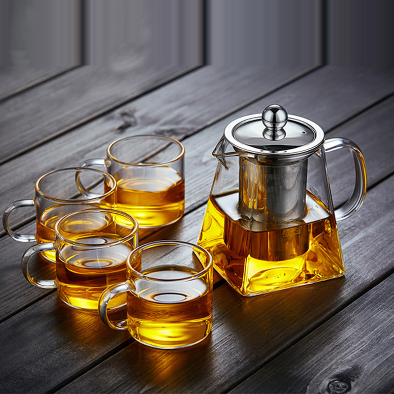 Wholesale Customized Classic Square Glass Teapot Kettle Set