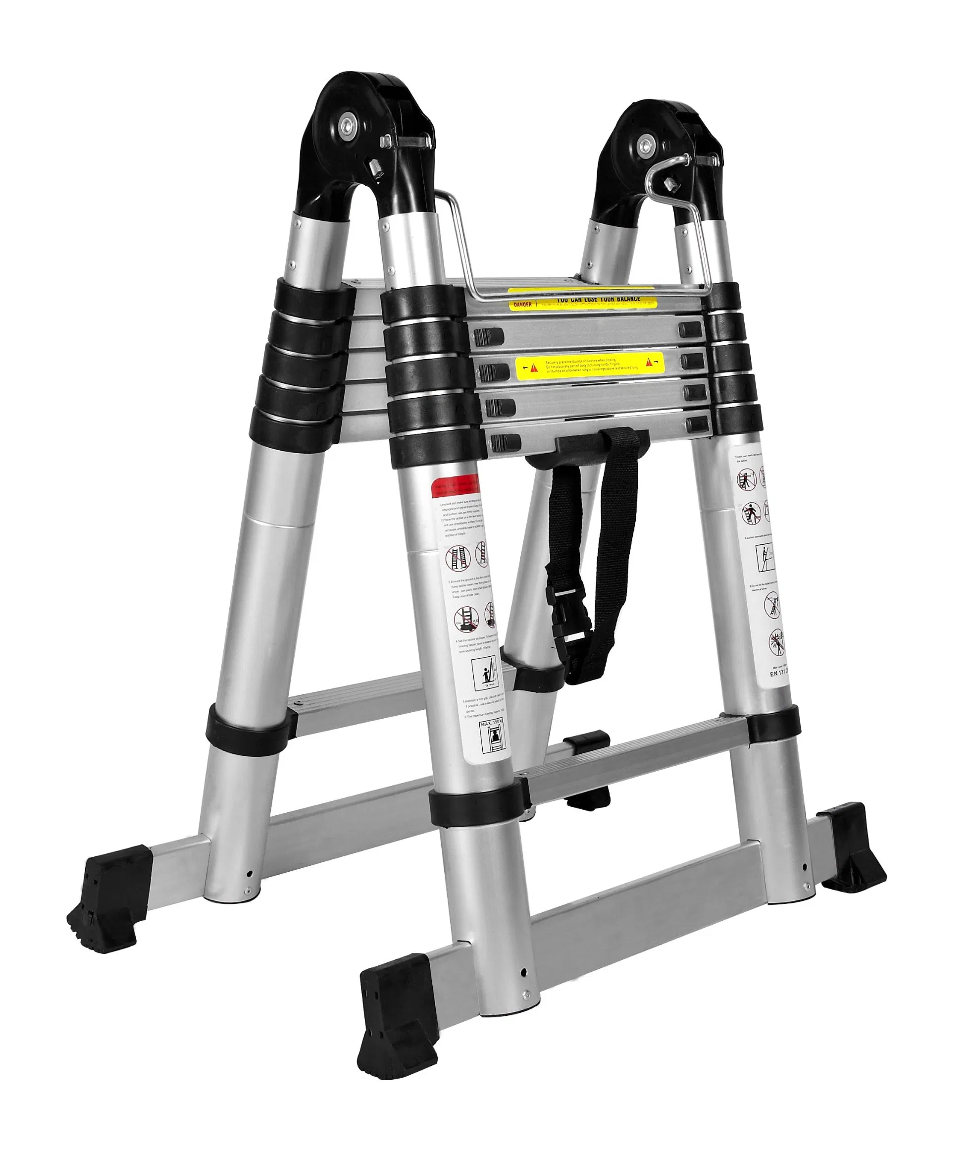1.6+1.6m Aluminum Telescopic Extension Ladder Tall Multi Purpose Two Balances En131