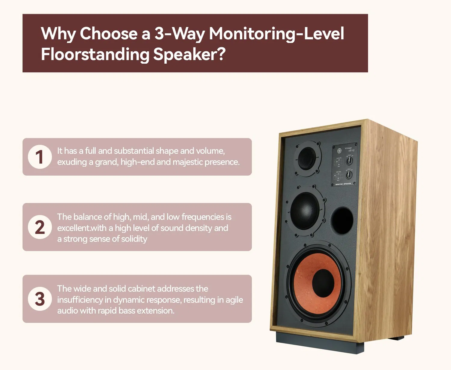 Premium Imported Goods Three-Way Crossover Authentic Sound Reproduction Audio Speaker for Home Theater Use