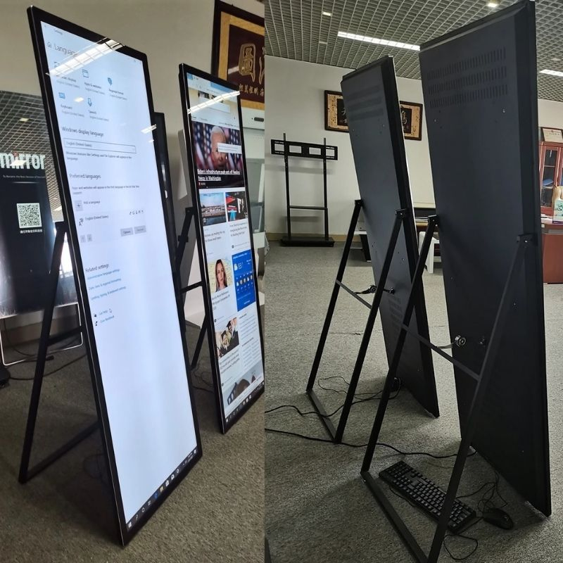 75-дюймовый напольный/настенный LED-дисплей для цифровой рекламы