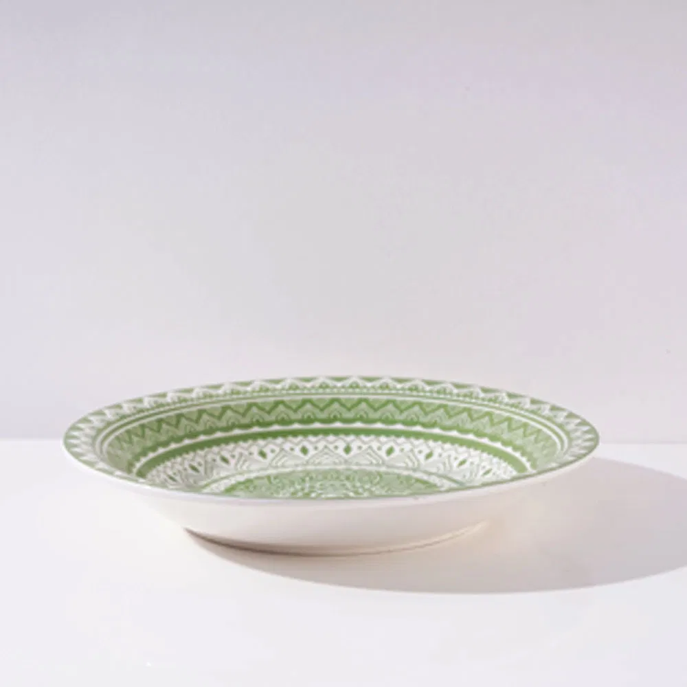 9.25"Soup Plate Under Glaze Pad Prting Ceramics Tableware Porcelainware