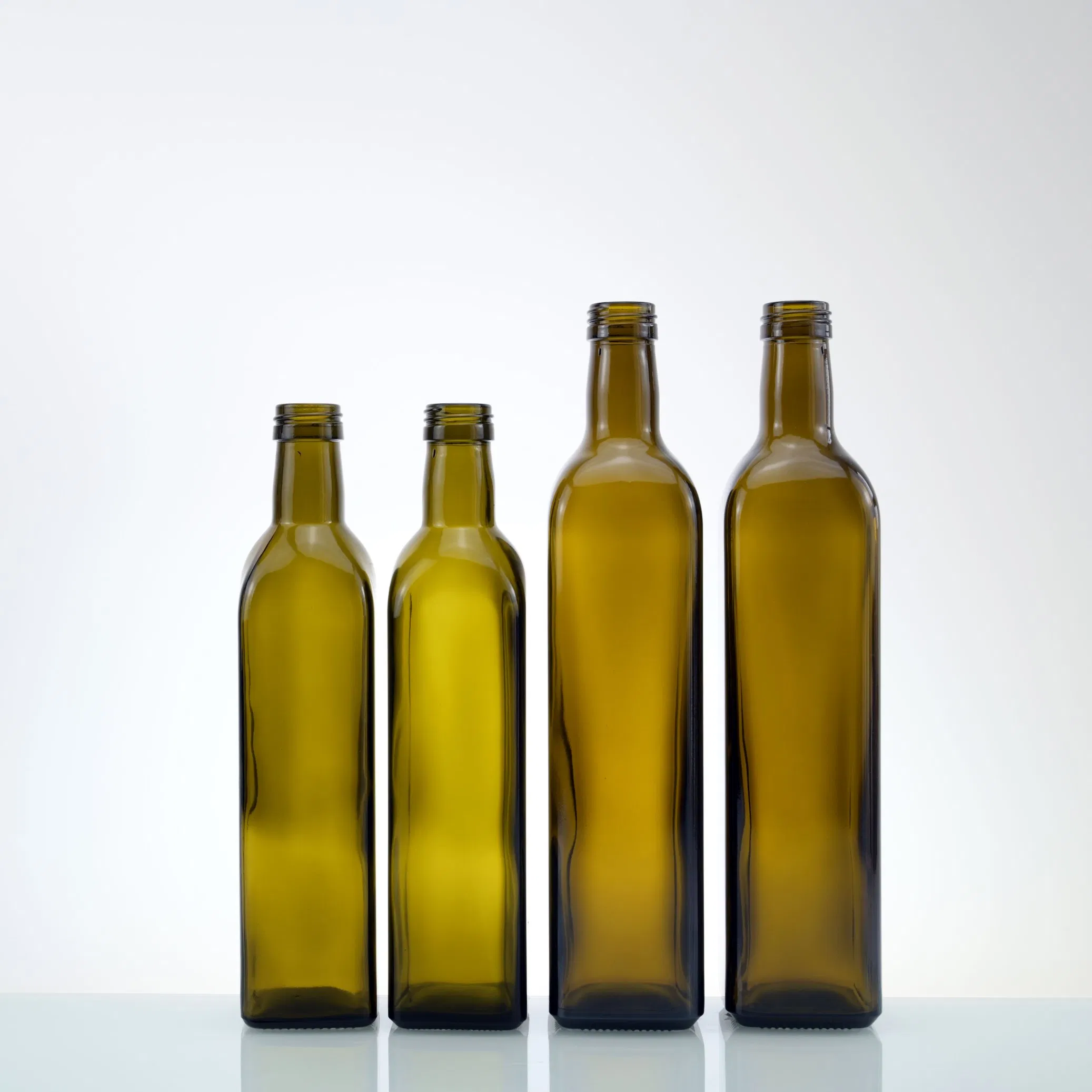 Empty Square 750ml Classic Antique Green Glass Olive Oil Bottles Glass Containers with Screw Cap