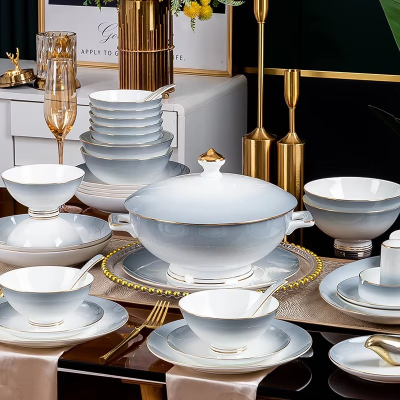 Bowls and Dishes Tableware Set Phnom Penh Porcelain Bowl Nordic Household Plate