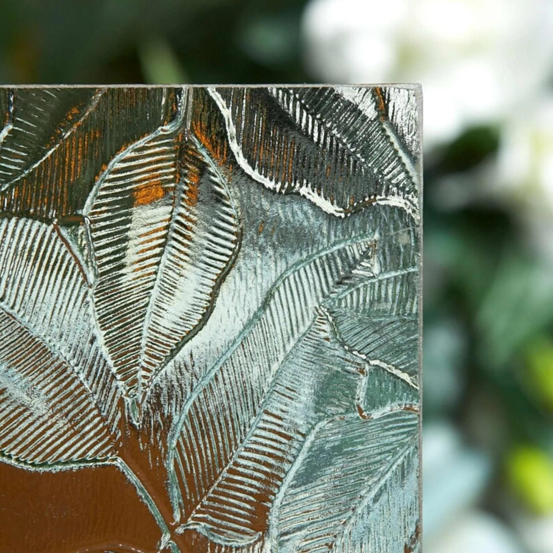 Custom Sizes Available Elegant Patterned Glass High-Quality Floral Design for Home Decor
