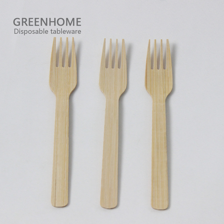 Compostable Disposable Cutlery Bamboo Fork with Customized Logo Printing