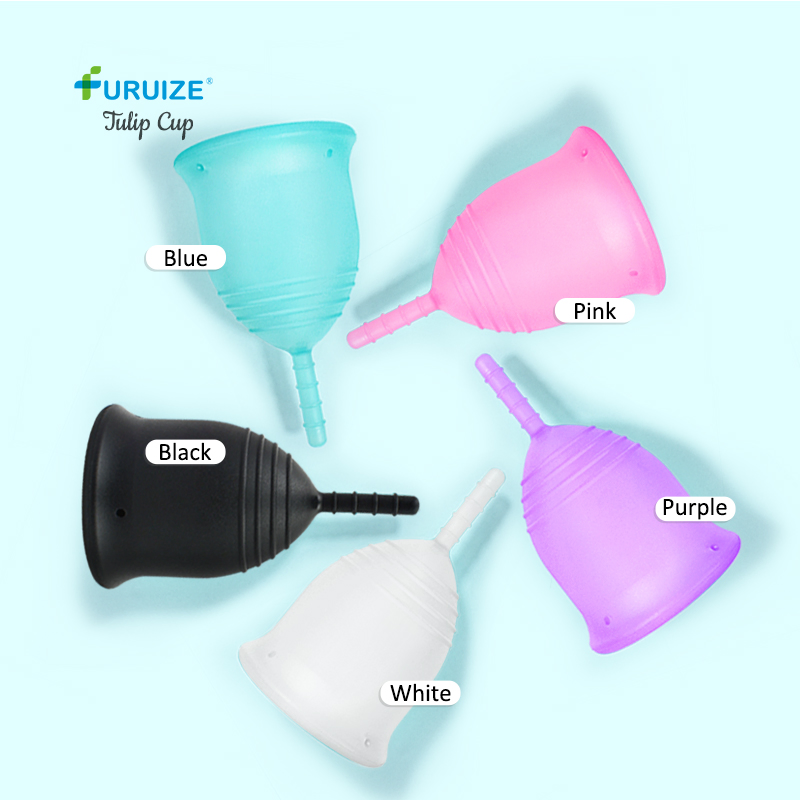 Furuize Tulip Menstrual Cup Model Folding Menstrual Cup Certificado with Custom Packaging