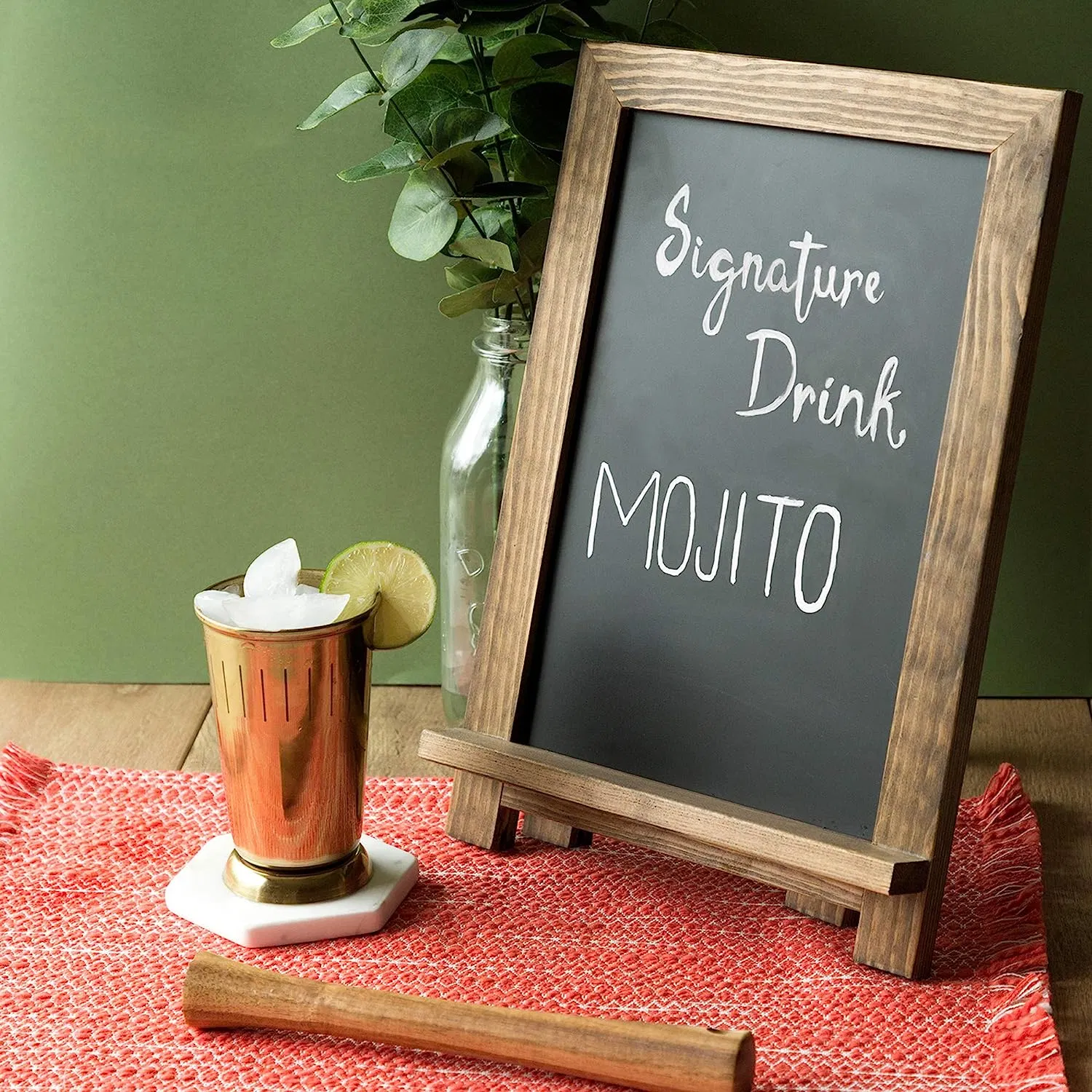 10X14 Inch Brown Framed Standing Tabletop Chalk Board for Menu