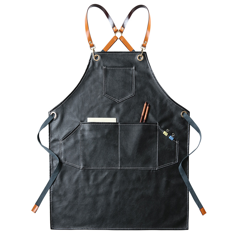 Custom Logo New Design High Quality Durable Leather BBQ Apron Work Tool Apron