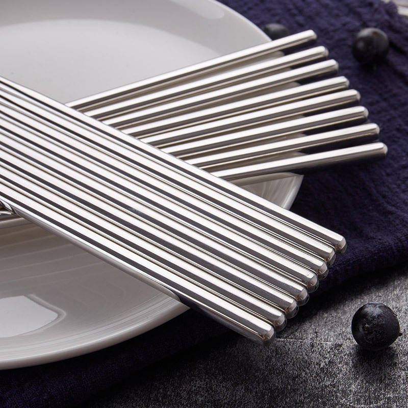 Chinese Stainless Steel Silver Metal Restaurant Chopsticks Set for Wedding