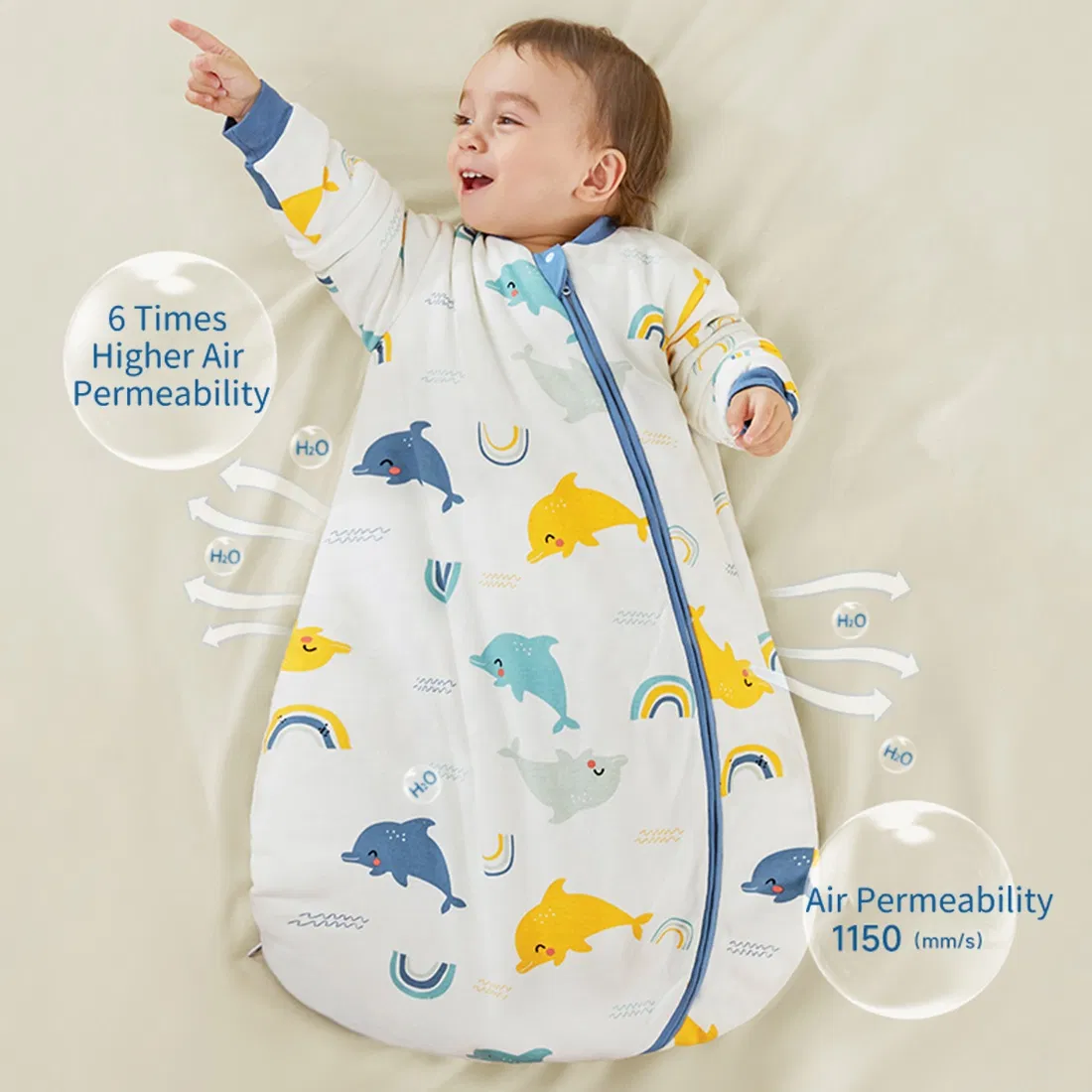 Wholesale Organic Cotton Infant Toddler Sleep Sack Constant Temperature Thickest Round Kids Baby Sleeping Bags