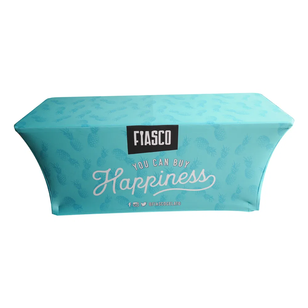 Branded Decoration 6FT 8FT Rectangular Fitted Stretch Spandex Tablecloths Table Covers Event Stretchable Tablecloth for Advertising