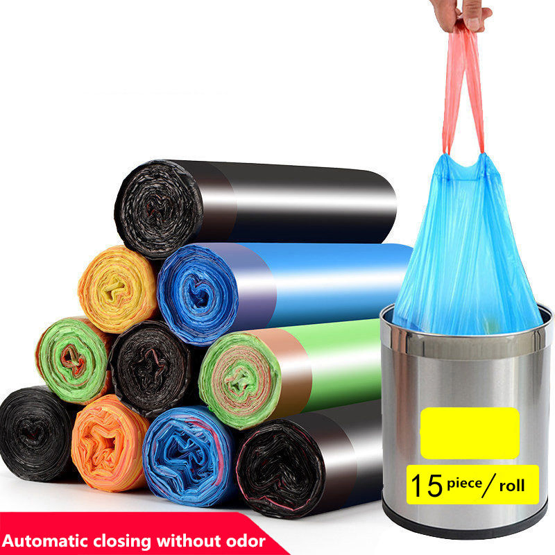 Custom Factory Supply Disposable PE Bags Plastic Drawstring Garbage Bags Roll