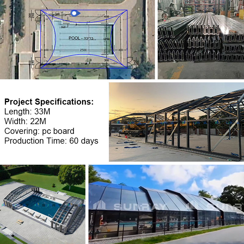 Permanent Use Clear Telescopic Waterproof Transparent Double Glazed Motorized Swimming Pool Cover