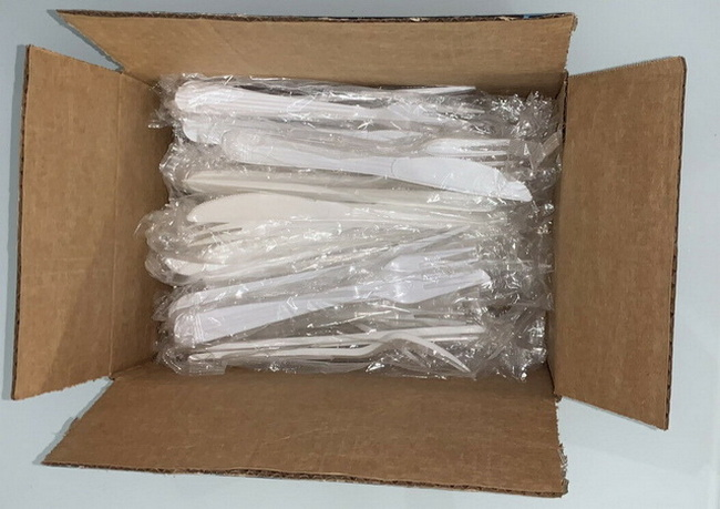 Medium Weight White Plastic Disposable Cup Cutlery Set with Napkin