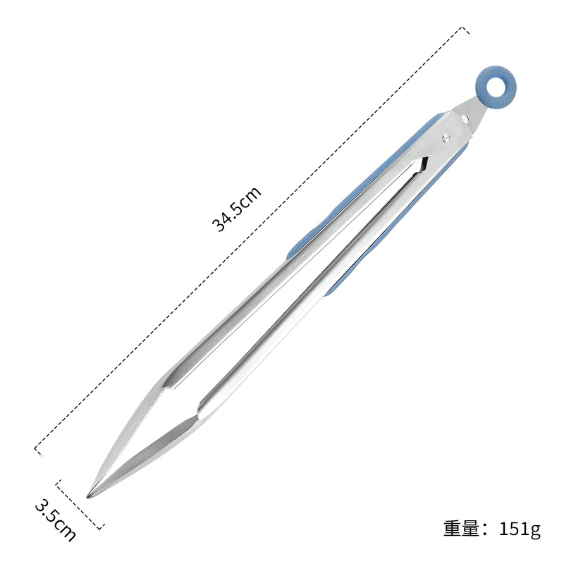 Kitchen Stainless Steel Silicone High-Temperature Resistant Food Tongs
