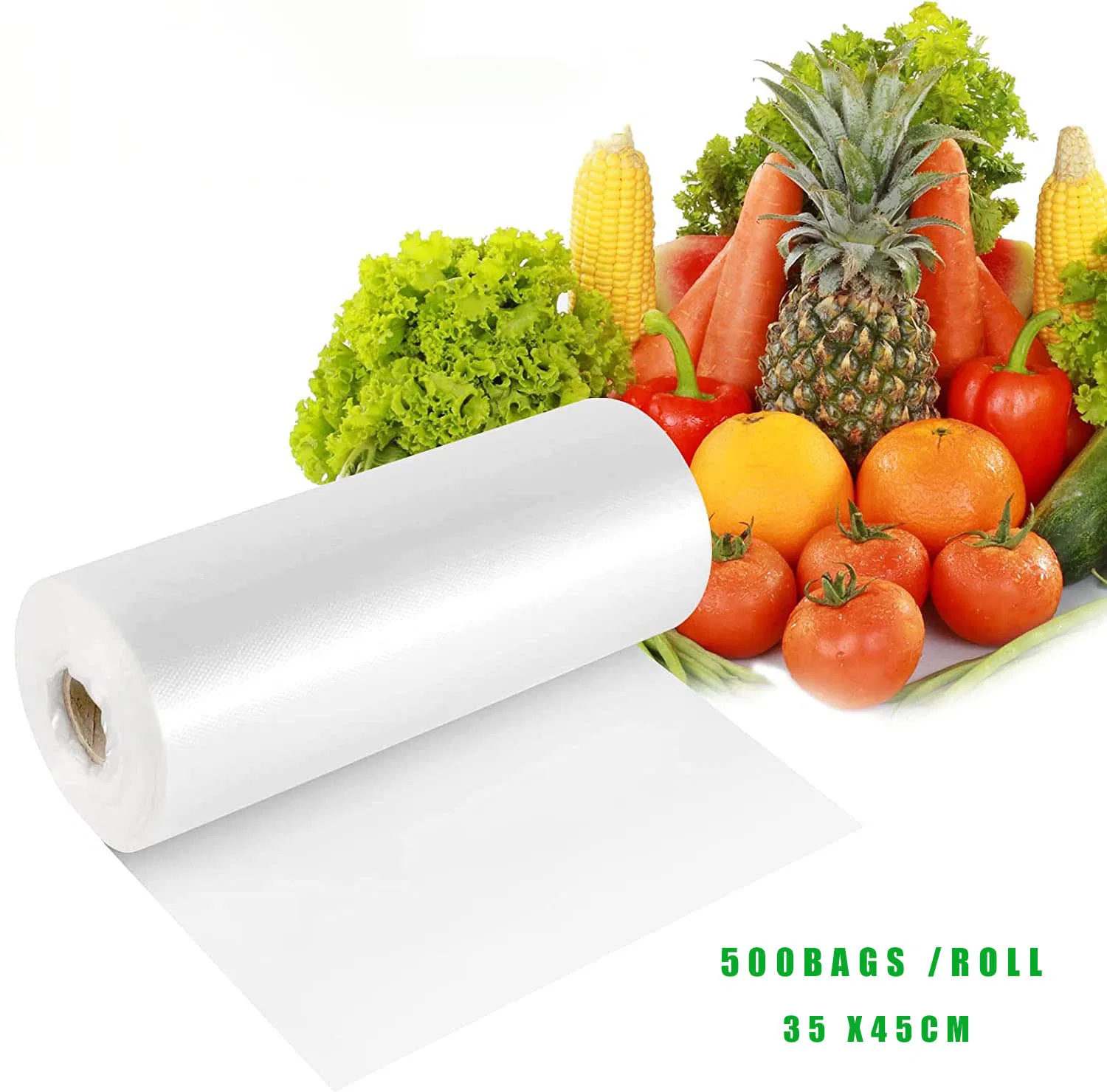 Factory Eco-Friendly Green Clear Plastic Produce Bag Food Packaging Storage Bags for Vegetables Bread Fruits and Meat on a Roll