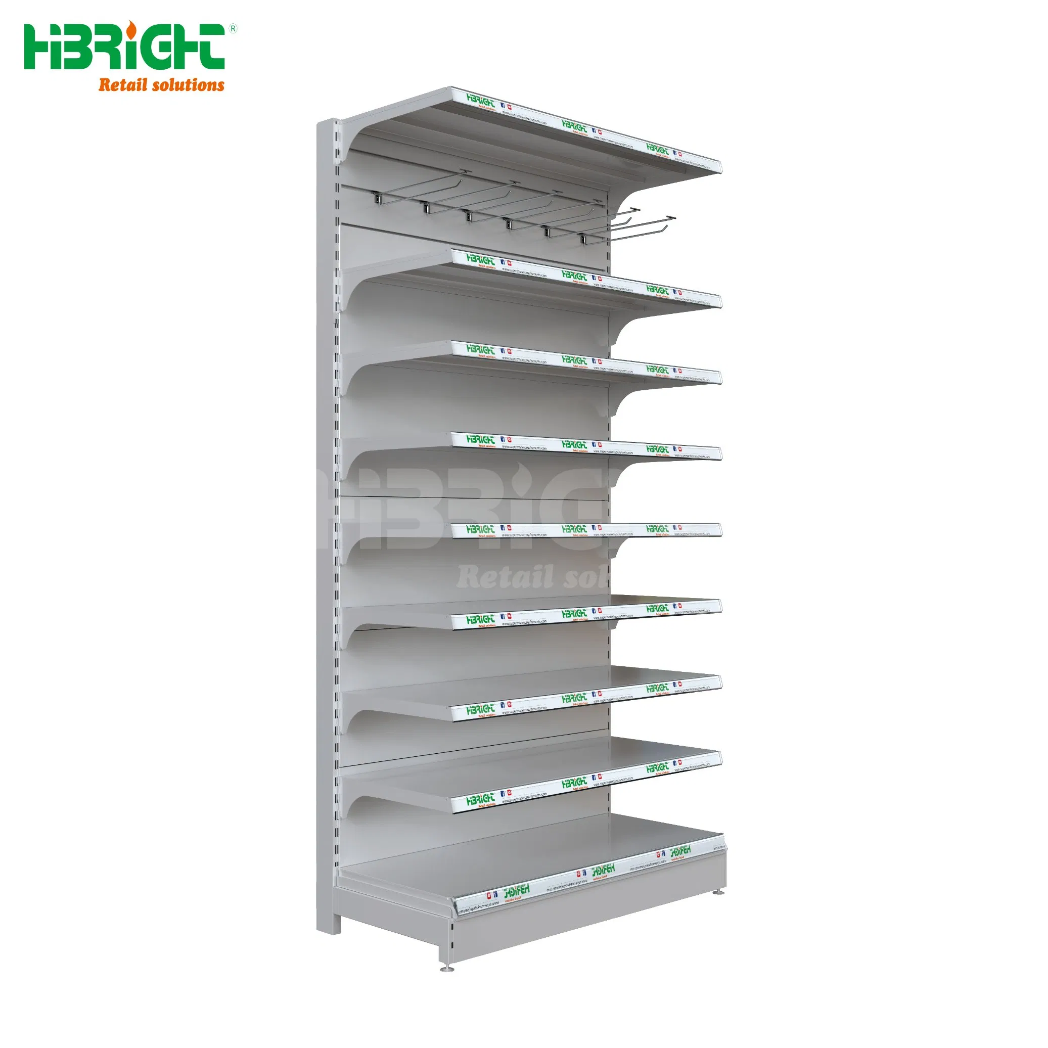 Heavy-Duty Single-Sided Modern Iron Gondola Shelving White Supermarket Shelves for Convenience Store Groceries Light Duty Steel