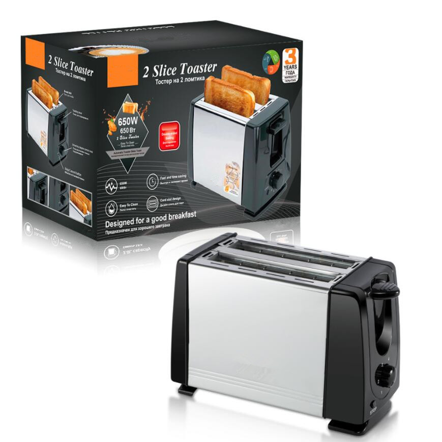 Hot Sale Electric 2 Slice Stainless Steel Pop up Bread Toaster for Home Use