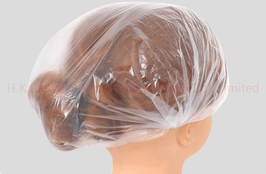 Disposable Transparent PE Shower Cap Waterproof Head Cover