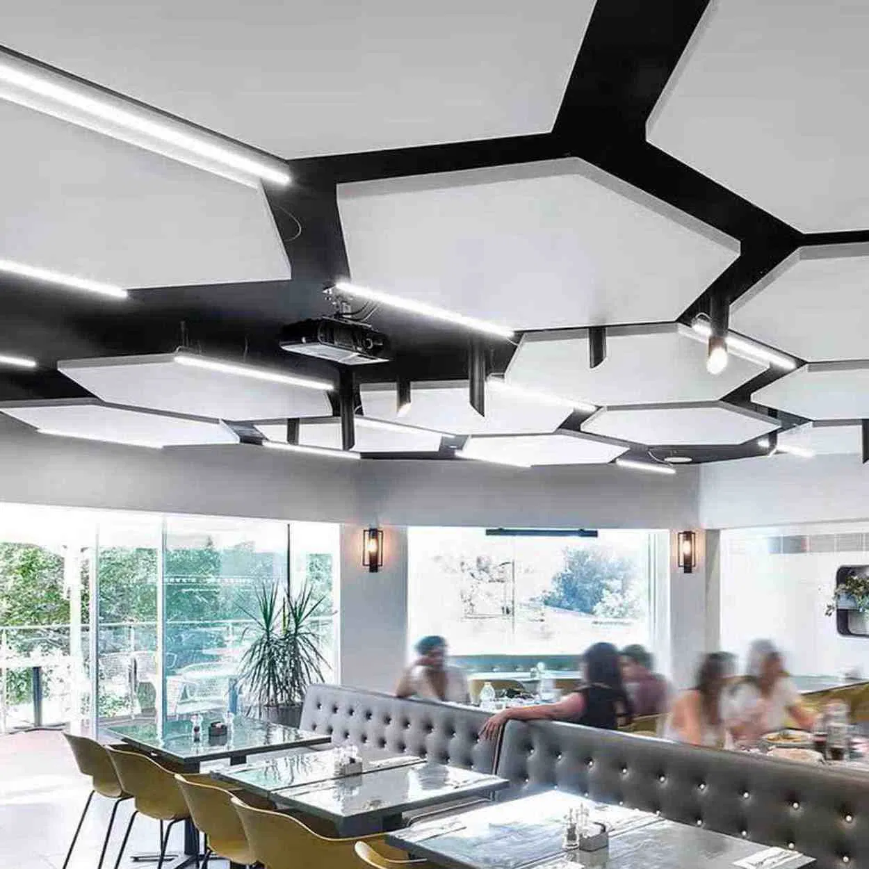 Curved Wave Sound-Absorbing Panels Glass Fiber Wool Suspension Acoustic Ceiling