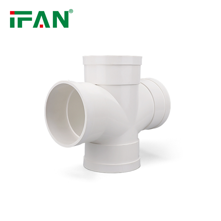 Ifan High Quality UPVC Fittings White 50-110mm GB Cross PVC Fitting