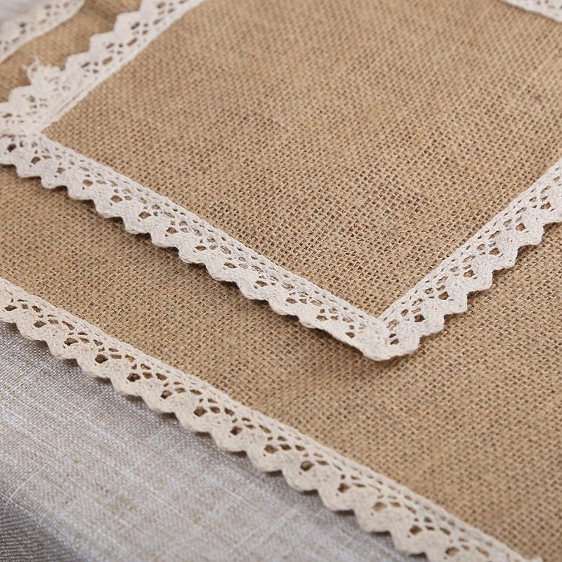 Vintage 15cm*15cm Burlap Jute Placemats Classic Style Home Decoration for Wedding Christmas