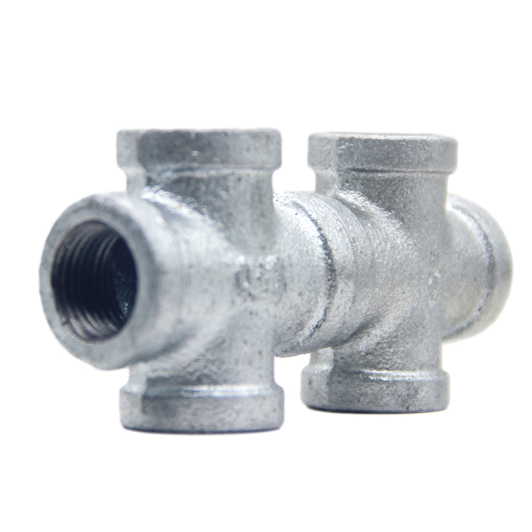 Factory Price High Quality Galvanized Malleable Iron Black Cross 4 Way Pipe Fitting Plumbing Material in Water Gas Firefighting