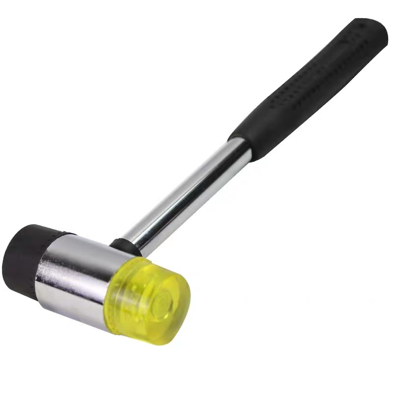 Double-Headed Hammer with Steel Handle and Non-Slip Rubber Head for Household Use