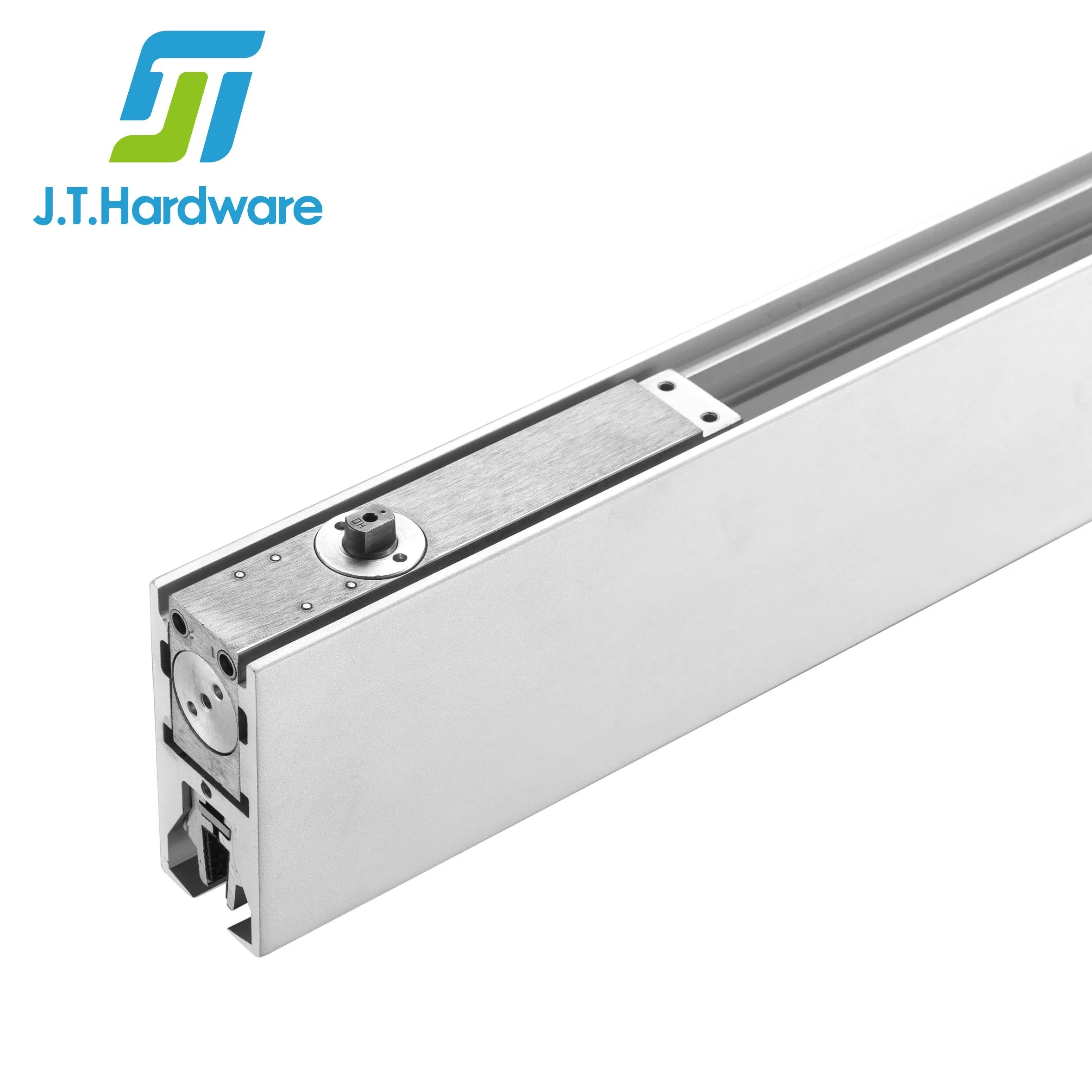Window Hardware Heavy Duty Customized Aluminium Sidelite Panel Full Bottom Low Profile Patch Fittings Hydraulic Glass Door Rail with Lock