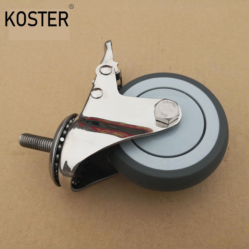 Manufacturer 4 Inch PU Rubber Tire Steel Fork Table Cart Medical Wheel Heavy Duty Caster