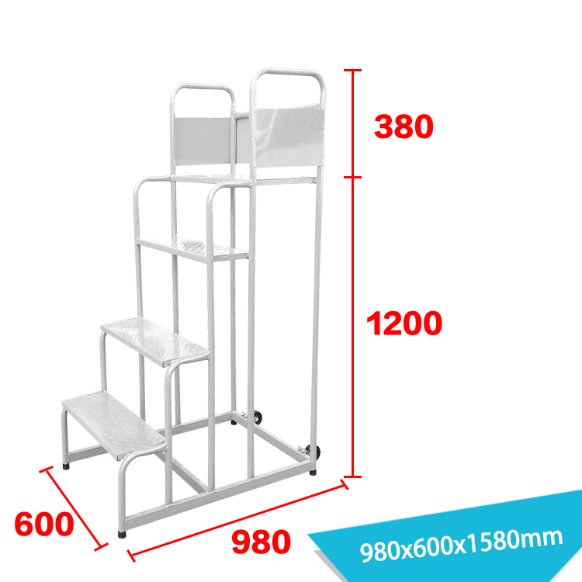 Supermarket Metal Foldable Ladder Cart