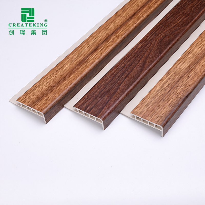 China Supplier Hot Sale Elegant 68*20.5mm Wood-Grain Waterproof PVC Stair Nosing Profiles