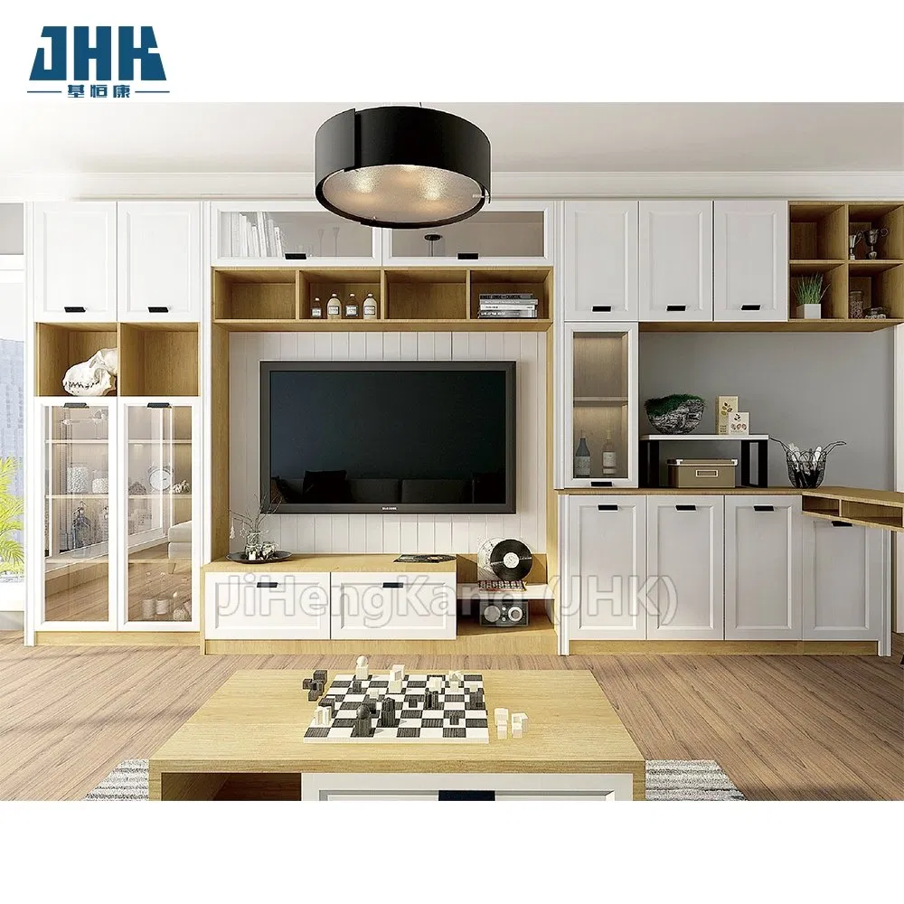 Jhk-CD008 MDF Kitchen 2 Doors PVC Kitchen Plain Rattan Cabinet Door
