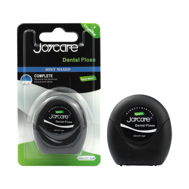 Biodegradable 25m/27.3yd Mint Waxed Bamboo Charcoal Dental Floss for Deep Teeth Cleaning